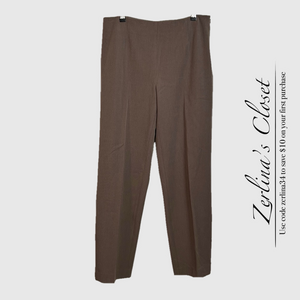 Talbots Stretch Side Zip Classic Brown Straight Leg Trouser 10